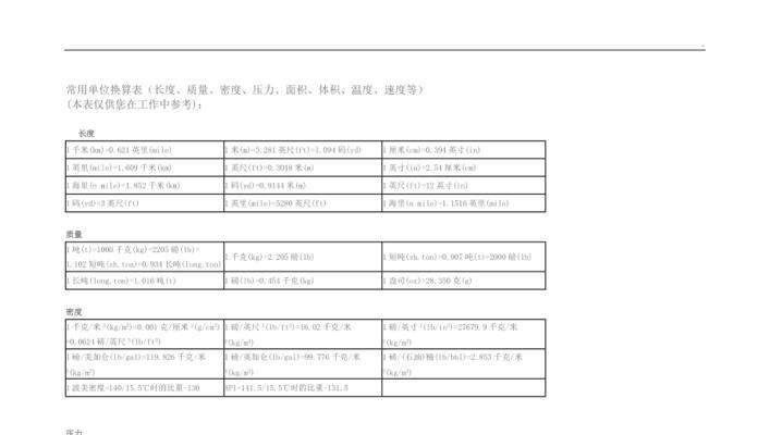 质量单位换算（掌握质量单位换算的关键技巧，快速高效完成计量任务）