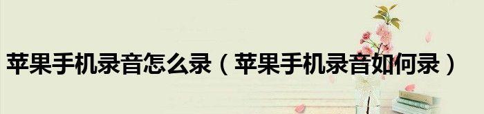 使用iPhone手机进行录音的四种方法（快速、方便、高质量，记录生活点滴）