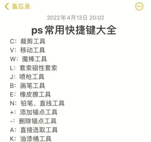 PS常用快捷键大全——提高设计效率的秘密武器（从小白到高手）